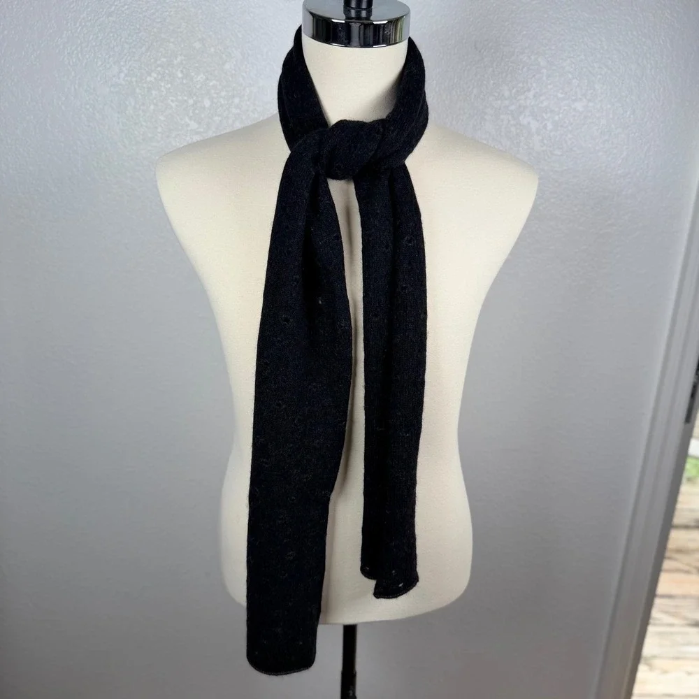 Eileen Fisher 100% Cashmere Pointelle Knit Rectangle Slim Scarf 69